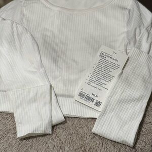 Lululemon Athletica White Ribbed Blouse